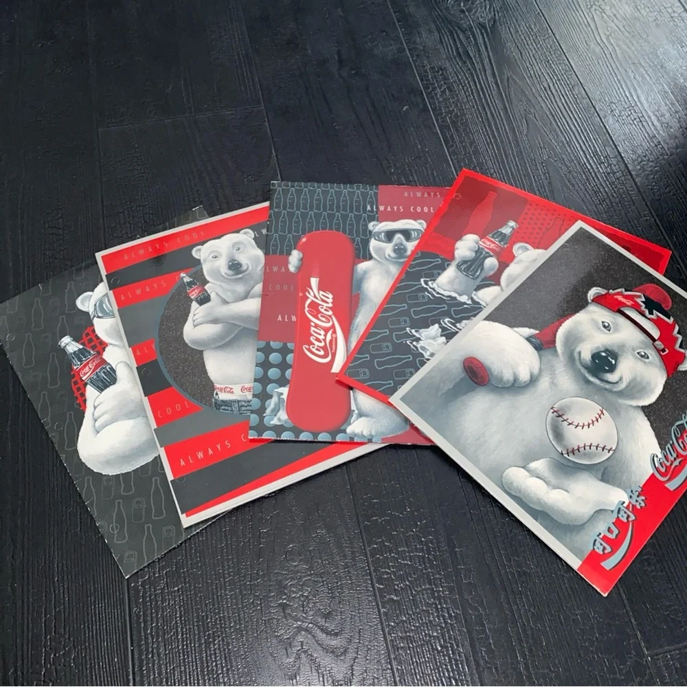 Vintage 1995 Stuart‎ Hall Coca-Cola Polar Bears Pocket 3 Holes Folders Lot 5